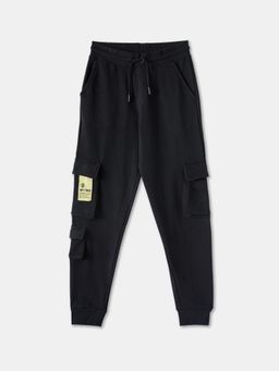 R&B - Black Solid Tapered Fit Joggers