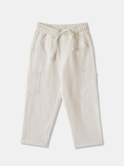 R&B - Cream Solid Regular Fit Joggers