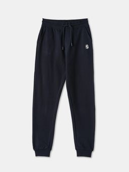 R&B - Navy Blue Solid Regular Fit Joggers
