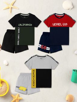 3PIN - Multi-Color Colorblock Regular Fit T-shirts and Shorts