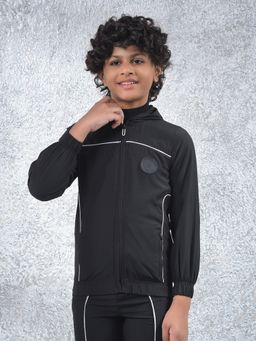 CRIMSOUNE CLUB - Black Solid Regular Fit Hoodie