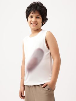 UMILDO - White Printed Regular Fit Tank Top