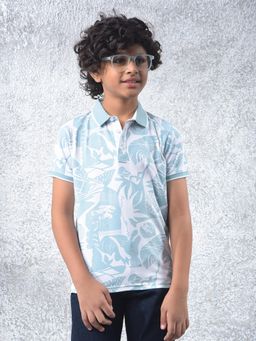 CRIMSOUNE CLUB - Blue Printed Slim Fit Polo T-shirt