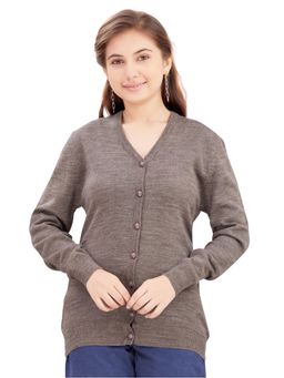 Aarika - Brown Solid Regular Fit Cardigan