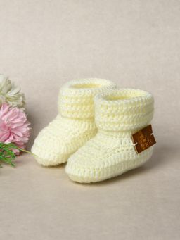 FUNKRAFTS - Off White Woven Regular Fit Pair of Booties (6-12 Months)