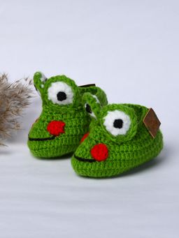 FUNKRAFTS - Green Woven Regular Fit Pair of Booties (6-12 Months)