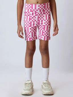 UMILDO - Pink Checks Skinny Fit Shorts