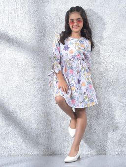 CRIMSOUNE CLUB - White Printed A-Line Fit Dress