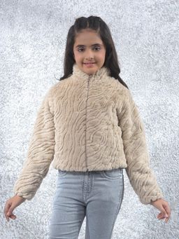CRIMSOUNE CLUB - Beige Self Design Regular Fit Jacket