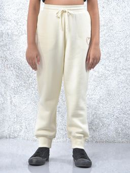 CRIMSOUNE CLUB - Cream Solid Regular Fit Joggers