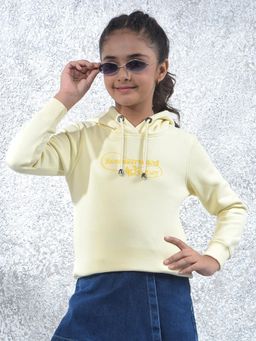 CRIMSOUNE CLUB - Yellow Solid Regular Fit Hoodie