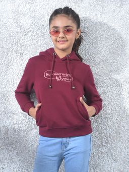 CRIMSOUNE CLUB - Wine Solid Regular Fit Hoodie