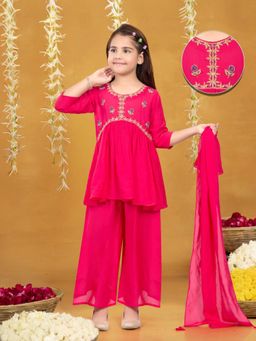 Pehanaava - Pink Embellished Kurta with Palazzo and Dupatta
