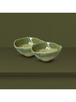 Yellow Marigold - Oyster Rocky Bowls - Green Ombre (Set of 2)