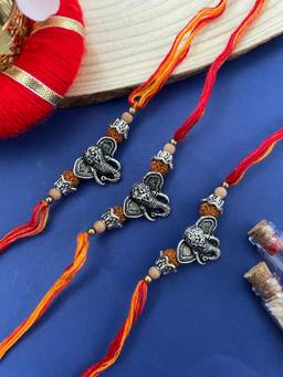 Digital Dress Room - Silver Ganesh Mauli Rakhi (Pack of 3)