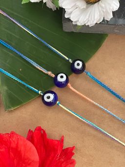 Digital Dress Room - Navy Blue Evil Eye Charm Rakhi (Pack of 3)