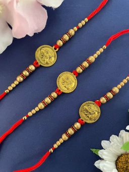 Digital Dress Room - Gold Ganesh Coins Rakhi (Pack of 3)