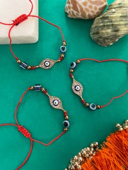 Digital Dress Room - Multi-Color Ad Evil Eye Rakhi (Pack of 3)