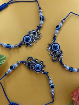 Digital Dress Room - Blue Elephant Evil Eye Rakhi (Pack of 3)