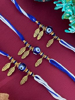 Digital Dress Room - Multi-Color Evil Eye Leaf Rakhi (Pack of 3)