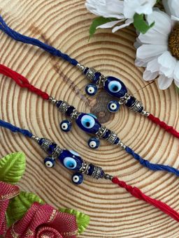 Digital Dress Room - Blue Evil Eye Charm Rakhi (Pack of 3)