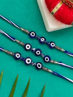 Digital Dress Room - Blue Evil Eye Charm Rakhi (Pack of 3)