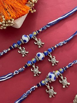 Digital Dress Room - Multi-Color Silver Turtle Rakhi (Pack of 3)