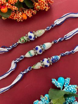 Digital Dress Room - Multi-Color Evil Eye Rudraksh Rakhi (Pack of 3)