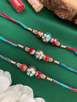 Digital Dress Room - Multi-Color Kundan Bead With Rakhi (Pack of 3)