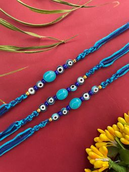 Digital Dress Room - Blue Evil Eye Criss Cross Rakhi (Pack of 3)