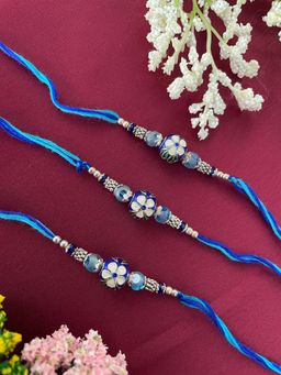 Digital Dress Room - Blue Kundan Bead Rakhi (Pack of 3)