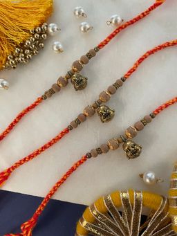 Digital Dress Room - Multi-Color Buddha Chandan Rakhi (Pack of 3)