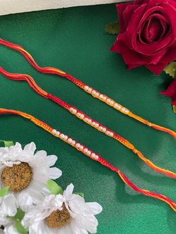 Digital Dress Room - White Pearl Rakhi (Pack of 3)