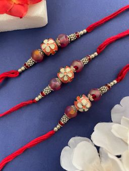 Digital Dress Room - Multi-Color Kundan Bead With Rakhi (Pack of 3)