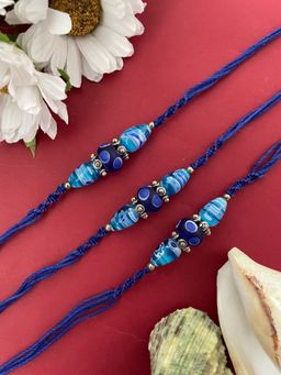 Digital Dress Room - Gold Blue Thread Rakhi (Pack of 3)