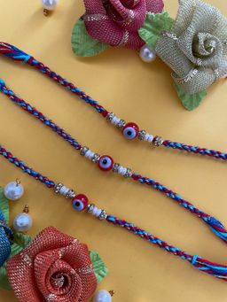 Digital Dress Room - Multi-Color Evil Eye Charm Rakhi (Pack of 3)
