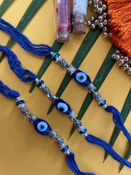 Digital Dress Room - Blue Turtle Evil Eye Charm Rakhi (Pack of 3)