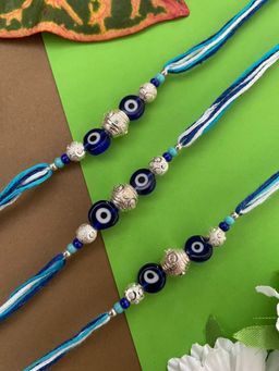 Digital Dress Room - Multi-Color Beads Evil Eye Rakhi (Pack of 3)
