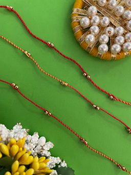 Digital Dress Room - Multi-Color Golden Simple Mauli Rakhi (Pack of 3)