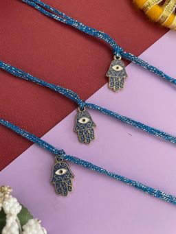 Digital Dress Room - Blue Hamsa Evil Eye Rakhi (Pack of 3)