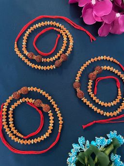 Digital Dress Room - Multi-Color Rudraksh Rakhi (Pack of 3)