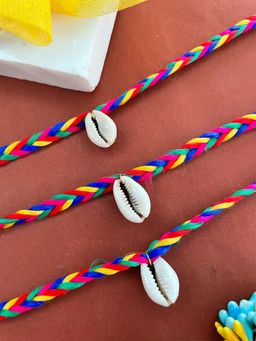 Digital Dress Room - White Sea-Shell Rakhi (Pack of 3)