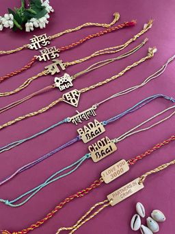 Digital Dress Room - Gold Bada Bhai Chhota Bhai Rakhi (Pack of 10)