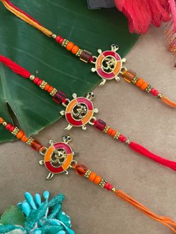 Digital Dress Room - Multi-Color Tortoise Om Rakhi (Pack of 3)