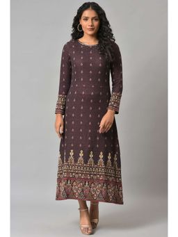W - Printed Maxi Dress Wine