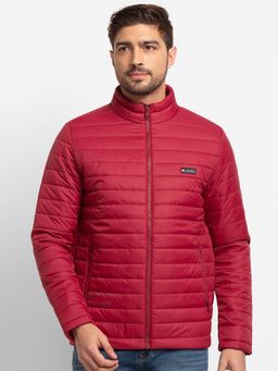 Spykar - Deep Red Nylon Full Sleeve Casual Jacket for Men