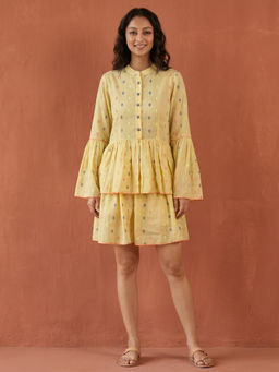 First Resort by Ramola Bachchan - Lemon Yellow Frill A Line Mini Dress