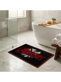 Athom Living - Marvels Avengers Red Text Printed Black and Red Colour Kids Nylon Bathmat