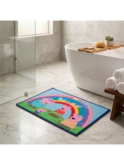 Athom Living - Peppa Pig Rainbow Designed Themed Kids Multicolor Premium Nylon Bathmat