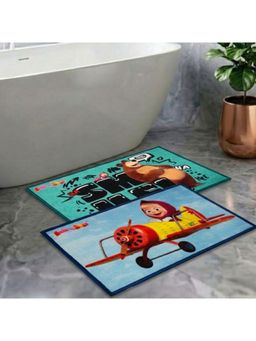 Athom Living - Kids Premium Nylon Bathmat With Latex Backing Anti-Skid Multi-Color (Pack of 2)